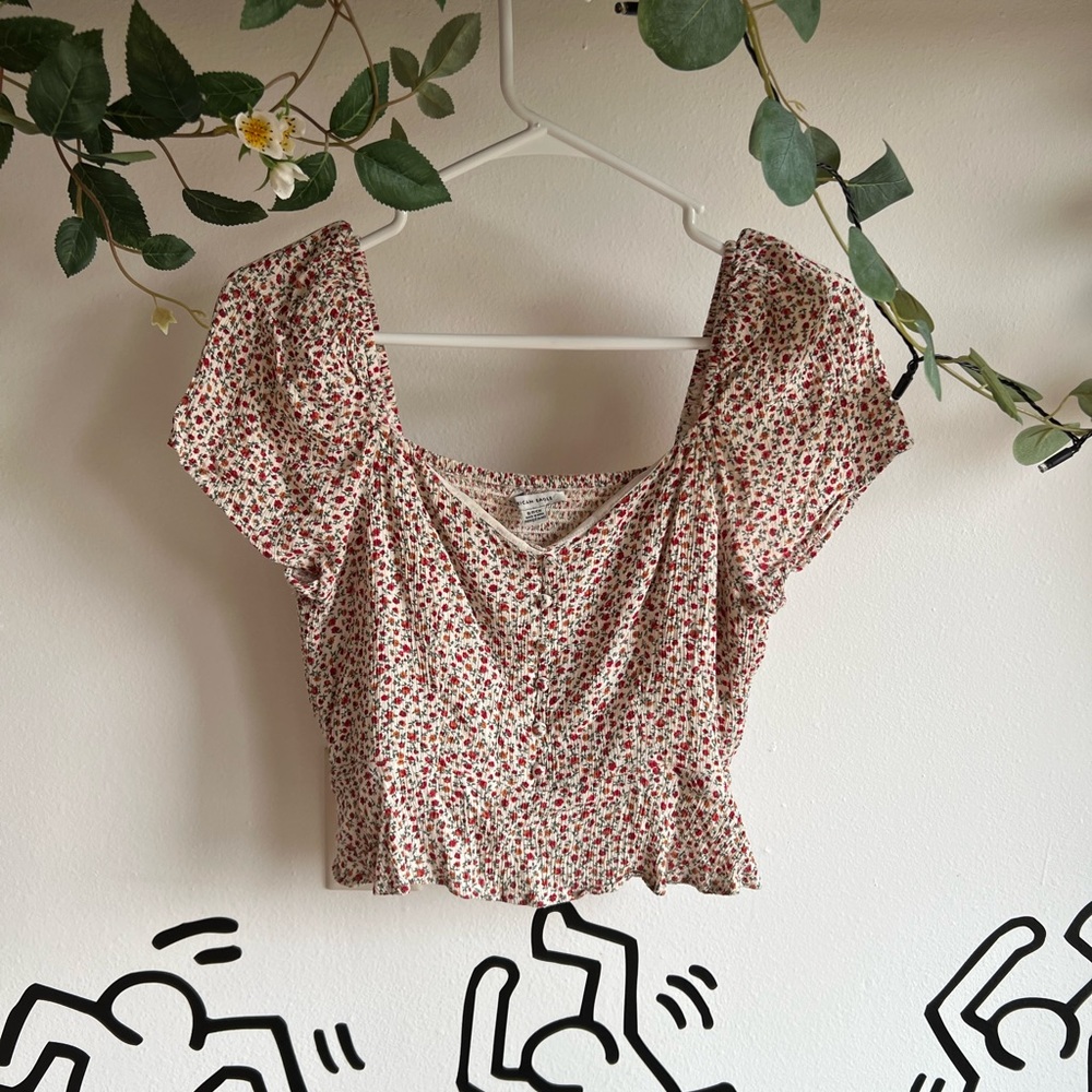 American Eagle Floral Blouse Size Small